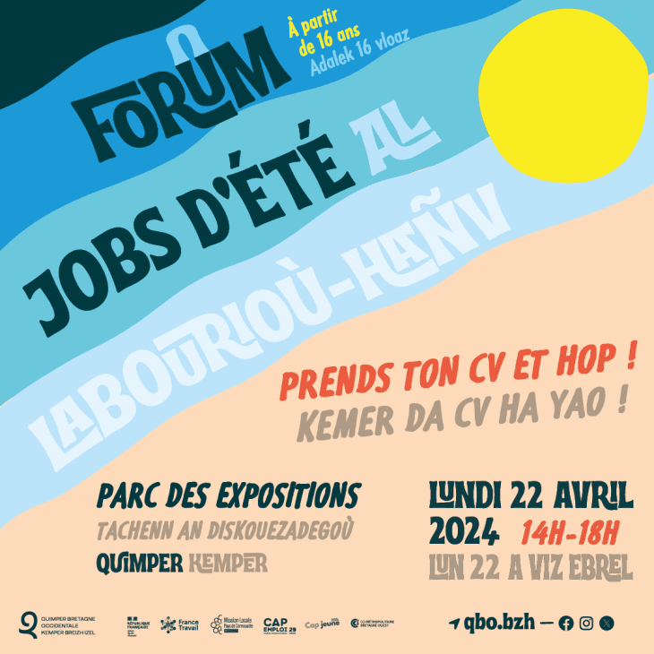 Affiche du forum jobs d'été 2024 à Quimper